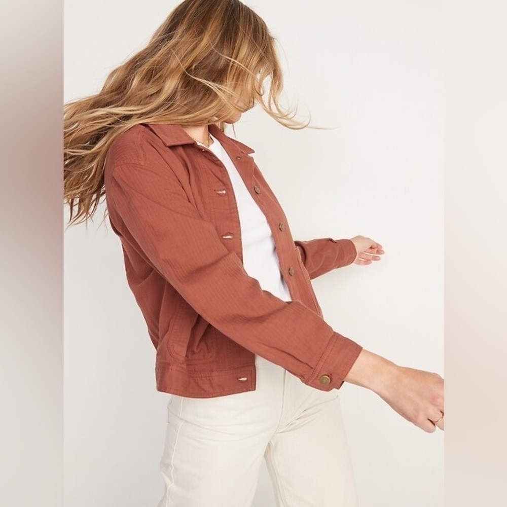 NWT OLD NAVY Cropped Textured-Twill Utility Jacket for Women